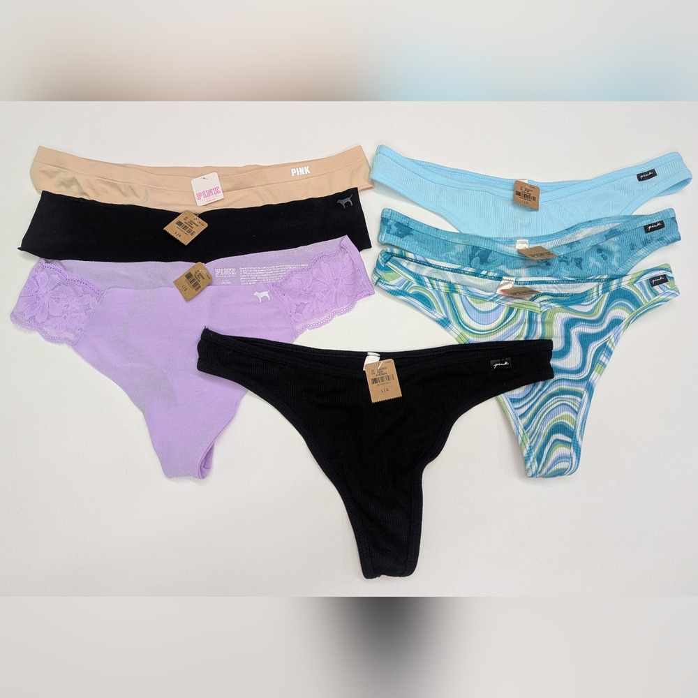 Victoria Secret PINK Panties New With Tags 7 Pairs Size Large